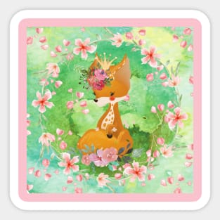 Floral Fox Princess Sticker